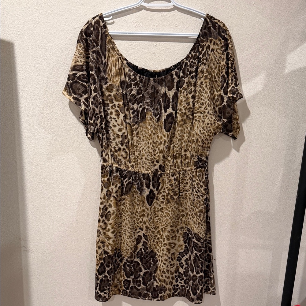 Alice + Olivia Brown Leopard Print Mini Dress